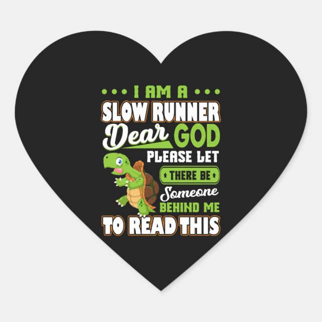 Pegatina En Forma De Corazón Soy una lenta maratón divertida de una tortuga cor (Anverso)