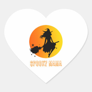 Pegatina En Forma De Corazón Spooky Mama
