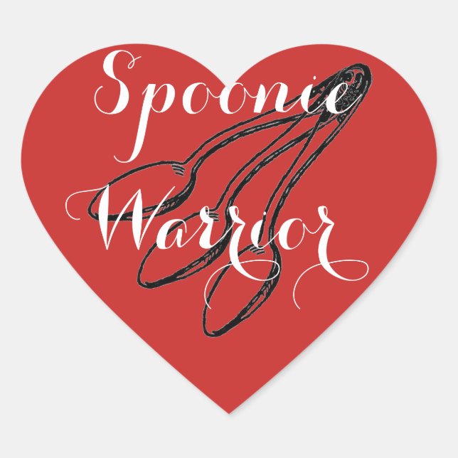Pegatina En Forma De Corazón Spoonie Warrior - Rojo brillante (Anverso)