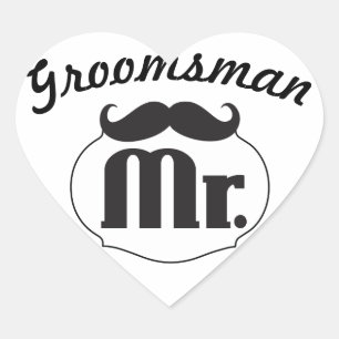 Pegatina En Forma De Corazón Sr. Hipster Funny Mustache Groomsman