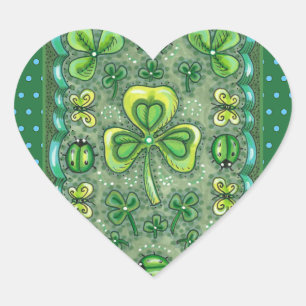 PEGATINA EN FORMA DE CORAZÓN ST. EL DÍA DE PATRICK DE LOS CHICOS DE ARTE FOLK N