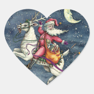 PEGATINA EN FORMA DE CORAZÓN ST. NICK, REINDEDOR BLANCO VOLANTE, NAVIDADES MAGI