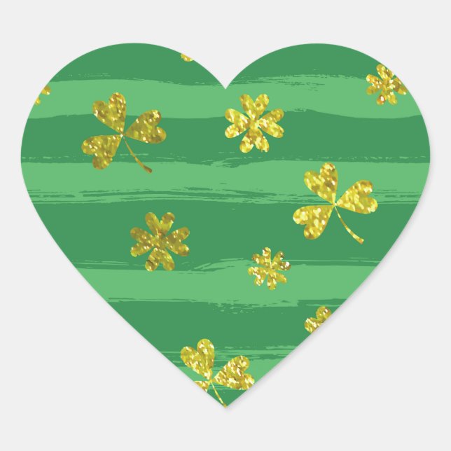 Pegatina En Forma De Corazón st patricks shamrock dorado (Anverso)