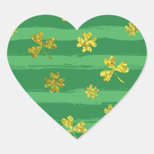 Pegatina En Forma De Corazón st patricks shamrock dorado