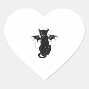 Pegatina En Forma De Corazón Sterry Halloween Black Cat & Moon