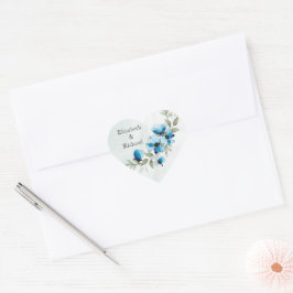 Pegatina En Forma De Corazón Sticker "Fleurs bleues"