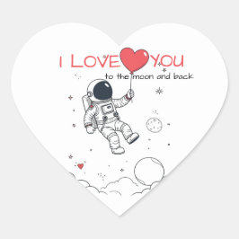 Pegatina En Forma De Corazón Sticker Saint-Valentin - "Love You to the Moon"