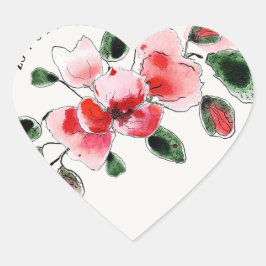 Pegatina En Forma De Corazón Stickers "Coquelicots"