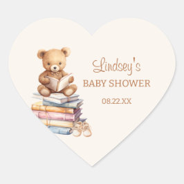 Pegatina En Forma De Corazón Storybook Teddy Bear Boho Baby Shower