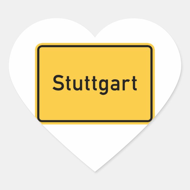 Pegatina En Forma De Corazón Stuttgart, Rótulo vial de Alemania (Anverso)