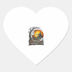 Pegatina En Forma De Corazón Su Casa de Halloween Embrujada Cementerio Espeluzn