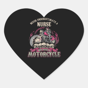Pegatina En Forma De Corazón Subestimar a la enfermera que va en motociclista
