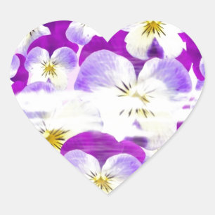 Pegatina En Forma De Corazón Sublime y simple estampado violeta de flores en el