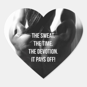 Pegatina En Forma De Corazón Sudor, tiempo, devoción Motivación del entrenamien