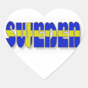 Pegatina En Forma De Corazón Suecia en letras de la bandera
