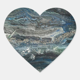 Pegatina En Forma De Corazón Sueños de la pintura abstracta del Océano 20, gris