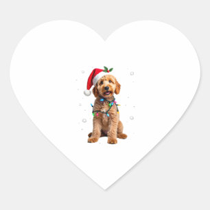 Pegatina En Forma De Corazón Suéter de Navidad del árbol del perro Goldendoodle