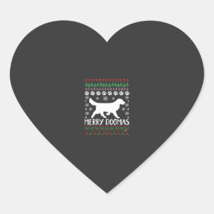 Pegatina En Forma De Corazón Suéter Feo De Navidad Perro Dogmas Copo De Nieve A