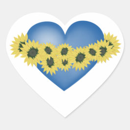 Pegatina En Forma De Corazón Sunflower y el corazón. Amor y flores.