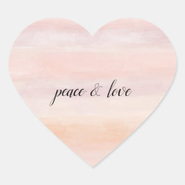 Pegatina En Forma De Corazón Sunrise Peach Rubor Pink Tye Watercolor Ombre