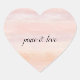 Pegatina En Forma De Corazón Sunrise Peach Rubor Pink Tye Watercolor Ombre