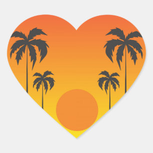 Pegatina En Forma De Corazón Sunset