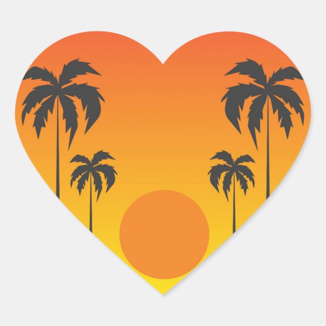 Pegatina En Forma De Corazón Sunset (Anverso)