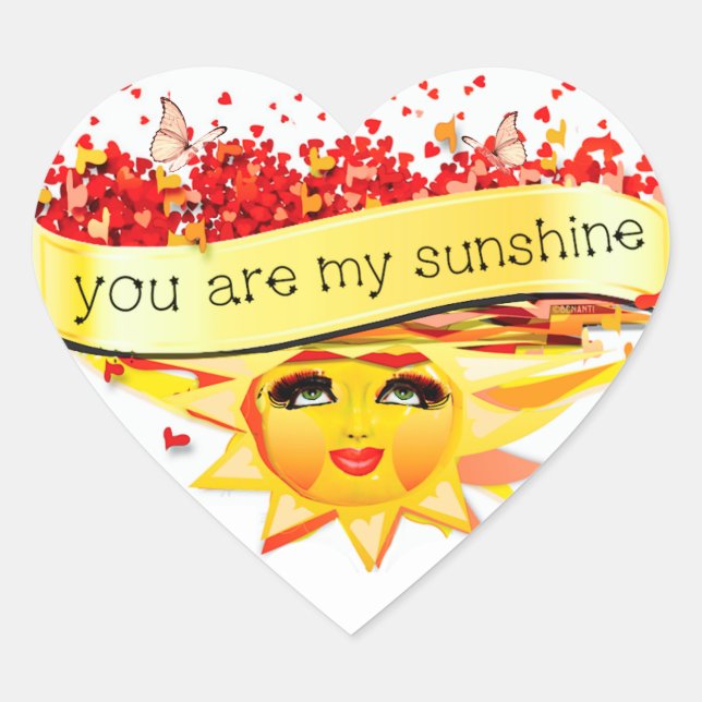 PEGATINA EN FORMA DE CORAZÓN SUNSHINE KISSES (Anverso)