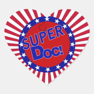 PEGATINA EN FORMA DE CORAZÓN SUPER DOC - MÉDICA - MÉDICO