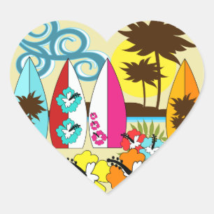 Pegatina En Forma De Corazón Surf Shop Surfing Surfing Ocean Beach Surfboards P