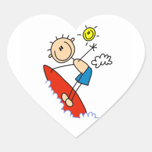 Pegatina En Forma De Corazón Surfing Boy Stick