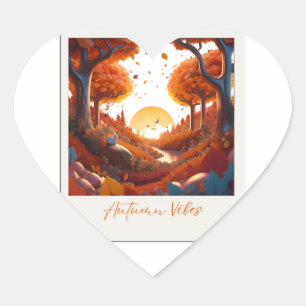 Pegatina En Forma De Corazón Surrealismo de los vibraciones otoñales
