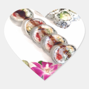 Pegatina En Forma De Corazón Sushi California Rolls