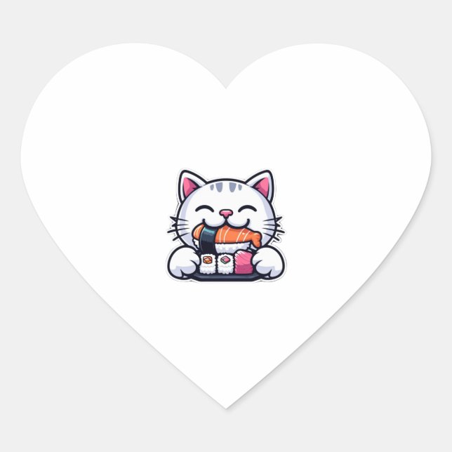 Pegatina En Forma De Corazón Sushi de gato (Anverso)