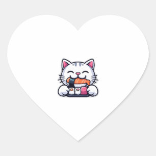 Pegatina En Forma De Corazón Sushi de gato