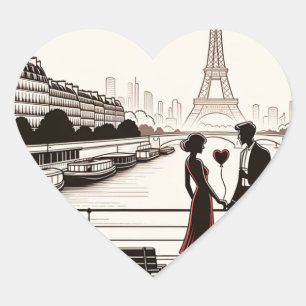 Pegatina En Forma De Corazón Susurro de amor parisino - Torre Eiffel San Valent