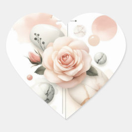 Pegatina En Forma De Corazón Susurro de un Rosa - Elegancia acuática de ensueño