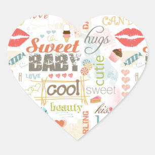 Pegatina En Forma De Corazón Sweet Baby Text Design Your Color ID237