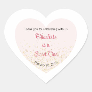 Pegatina En Forma De Corazón Sweet One Labels, Sweetheart One Party, Heart