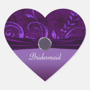 Pegatina En Forma De Corazón Swirl Boda Plum & Purple Velvet