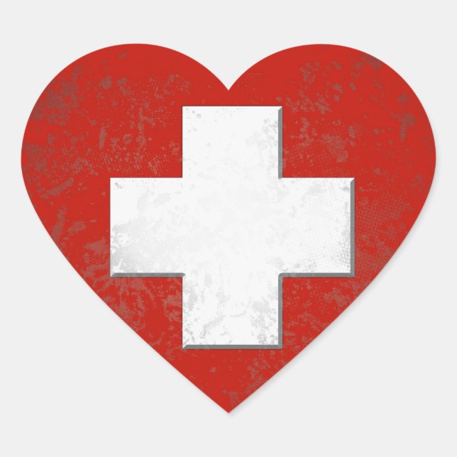 Pegatina En Forma De Corazón Swiss flag sticker (Anverso)