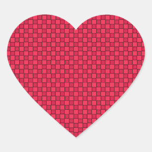 Pegatina En Forma De Corazón Tablero de ajedrez rojo negro