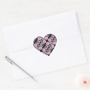 Pegatina En Forma De Corazón Tapiz floral