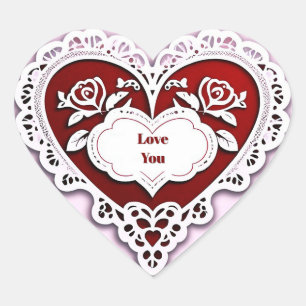 Pegatina En Forma De Corazón Tarjeta de corazón de encaje delicado