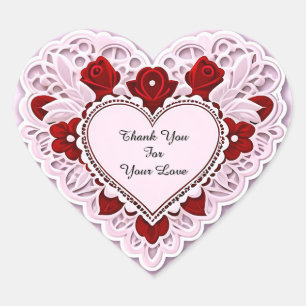 Pegatina En Forma De Corazón Tarjeta de corazón de encaje delicado