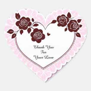 Pegatina En Forma De Corazón Tarjeta de Corazón Elegante con Rosas Rojas