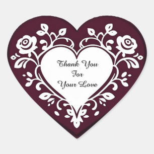 Pegatina En Forma De Corazón Tarjeta de Corazón Elegante con Rosas Rojas