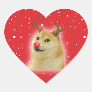 Pegatina En Forma De Corazón Tarjeta de meme de Navidad de perro Dogright Doggo