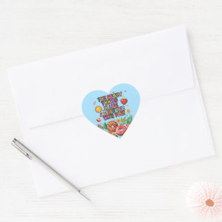 Pegatina En Forma De Corazón Tarjetas de San Valentín Boho de Donas y Flores pa