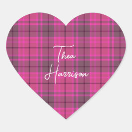 Pegatina En Forma De Corazón Tartán de felpa rosa y morado